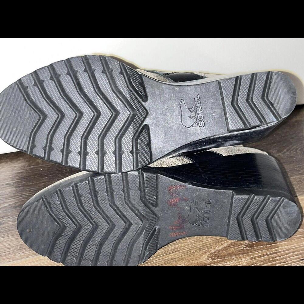 Sorel SZ 7 Women’s After Hours Strappy Wedge Heel Side Zip  Boots Gray/Black - Picture 3 of 5